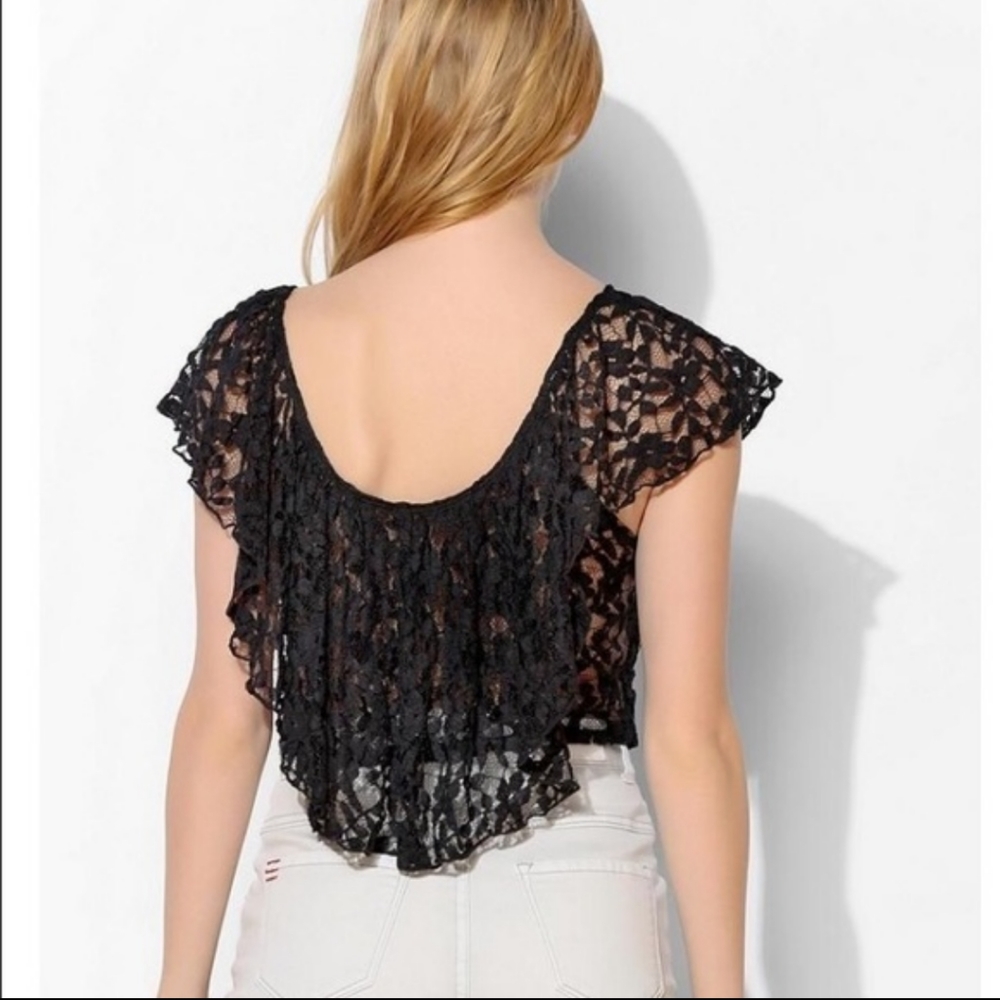 Kimchi Blue Black Lace Festival Crop Top